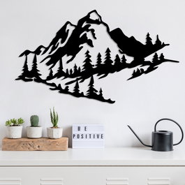 Wallity Mountain 2 Escultura de Pared de Metal Negra